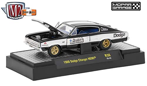 M2 Machines 1966 Dodge Charger HEMI (Mopar Garage) - Detroit Muscle Release 36 2018 Castline Premium Edition 1:64 Scale Die-Cast Vehicle (R36 16-44)
