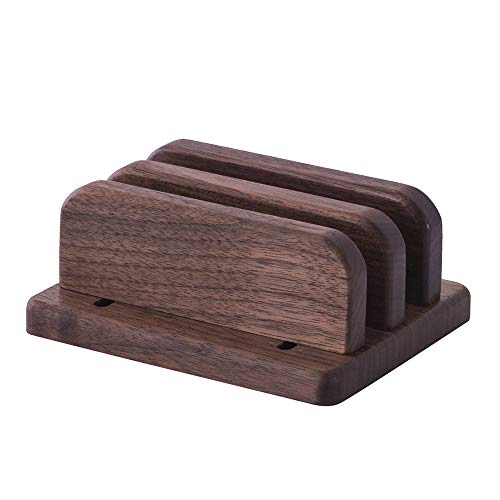 Double Vertical Laptop Stand for Desk Kirigen Office Organizer Rack – Desktop Holder with Adjustable Dock Size Up to 1 inch – Compatible with MacBook Notebook Surface Pro – Natural Wood (LTKD-2-BR)