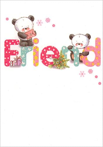 Pandas with Letter, Presents and Flowers - Freedom Greetings Friendship Card