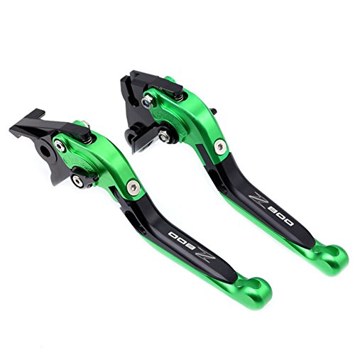 Green Folding Extendable Brake Clutch Levers For Kawasaki Z800 2013-2016