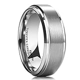 King Will Men's Tungsten Carbide Ring 8mm Polished Beveled Edge Matte Brushed Finish Center Wedding Band(8)