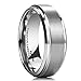 King Will Men's Tungsten Carbide Ring 8mm Polished Beveled Edge Matte Brushed Finish Center Wedding Band(8)