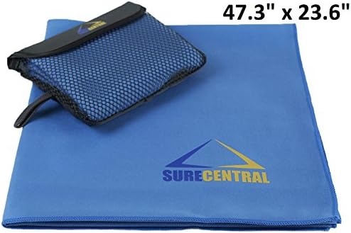 Premium 47.3"x23.6" Large Travel Fitness Microfiber Towel for Sports Gym Beach Hot Yoga Camping Hiking Swimming Athletics Golf Absorbent Fast Drying Towels and Storage Bag Hanging Loop - SureCentral