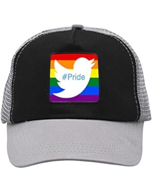 Unisex Twitter Rainbow Flag Pride Hashtag Trucker Hat Adjustable Mesh Cap