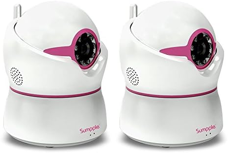 Sumpple 2X Wireless WiFi Pan/Tilt Baby Video Monitor Camera 720P, Day Night Vision, Two-Way Audio,, Motion Sound Temperature and Humidity Detection, Music Play for IOS iPhone, Android or PC Pink