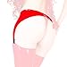 EXLATEX Black Latex Rubber Garter Suspender Belt with Clips (Large, Red)