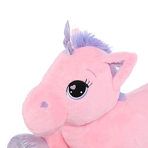 DOLDOA 32 inch Cute Pink Giant Stuffed Unicorn Pillow Plush Animals Unicorn Toy Gift for Girls