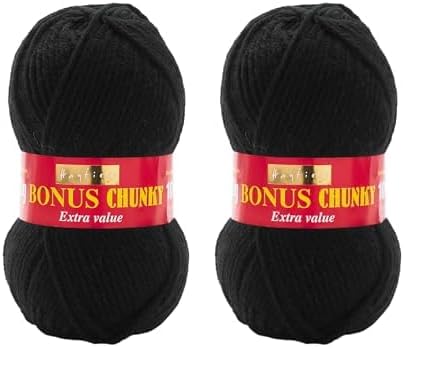 Sirdar Hayfield Bonus Chunky, Black (965), 100g (Pack of 2)