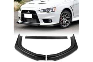 HK5 3 Pieces R-Style Front Bumper Lip Spoiler Splitter Side Body Kit Trim Protection Compatible with 2008-2015 Mitsubishi Lancer Evolution EVO X, 2009 2010 2011 2012 2013 2014 (Matt Black)
