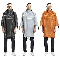 Rain Poncho, Waterproof Raincoat with Adjustable Hoods for Boys Men Women Adults, Lightweight Reusable Rain Gear Hiking Rain Coat Jacket for Hiking, Camping, Fishing Orange