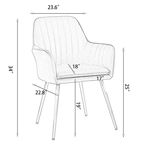 DMF Furniture Modern Velvet Accent Chair Set of 2 High Back Elegant