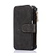 Galaxy Note 5 Case, CaseUp 12 Card Slot Series - [Zipper Cash Storage] Premium Flip PU Leather Wallet Case Cover With Detachable Magnetic Hard Case For Samsung Galaxy Note 5, Black