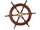 Deluxe Class Wood and Brass Decorative Ship Wheel 24" - Nautical Home Decoration Gifts (Kitchen)