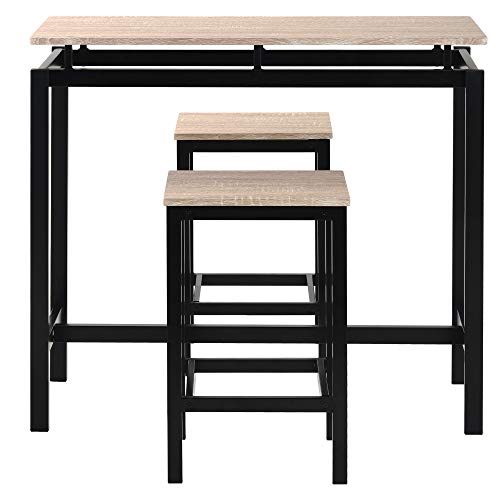 3 Stück Bartisch-Sets, Küche Pub Tisch und 2 Barhocker, 3-teiliges Metallgestell Frühstückstisch Set,Esstisch Stehtisch… – Bild 7