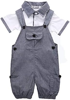 Toddler Kids Baby Boys Gentleman Romper Vest + Suspenders Shorts 2 Piece Outfits Set Overalls 4-24 months