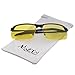 AMZTM Night Vision Goggles Semi-rimless Glare Reducing Glasses For Night Driving Polarized Sunglasses For Women and Men (Grey Frame and Yellow Lens, 66)