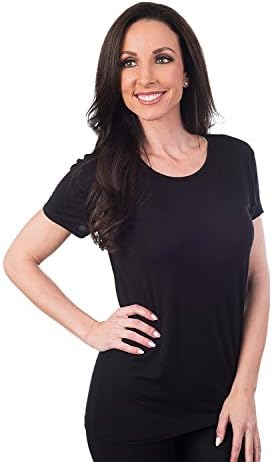 Agiato Women's Basic Rayon Crew Neck T-Shirt Black XLarge
