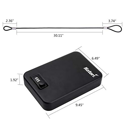 Hatori Handgun Safe Case, Metal Portable Pistol Rifle Gun Cabinet Lock Box Steel 3 Digital Combination Concealed Firearm Storage Car Safety Locker with Security Cable - Thumbnail 4