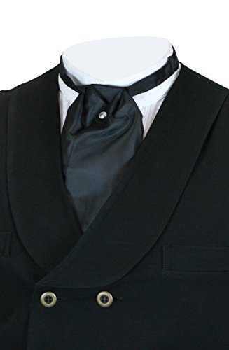 Historical Emporium Men's Solid Puff Tie Satin Black