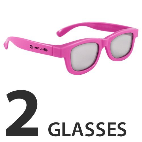 Kids Pink 3D Passive Glasses for Movie Theaters, TVs & Projectors (Quantum 3D)