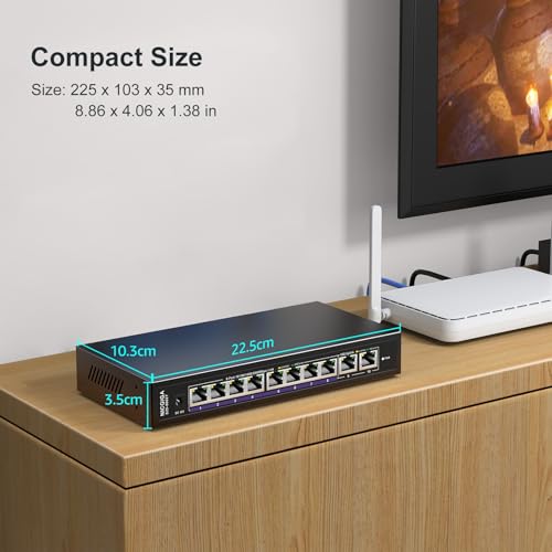 10Gbe Ethernet Switch Unmanaged with 2 x 10Gb RJ45 Ports + 8 x 2.5Gb Base-T Ports, Desktop/Wall Mount NICGIGA 10 Port 10Gbps Network Switch for Wireless AP, NAS, PC