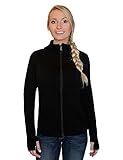 WoolX Zoey - Women’s Merino Wool Sweatshirt – Full Zip - Wool Hoodie - Extremely Warm Hooded Sweatshirt - Med - Black