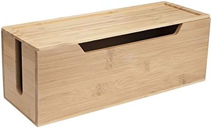 Calife 北欧インテリア ハンドメード竹製電源タップ ケーブルボックス コンセント収納ボックス 配線隠し コード隠しボックス テーブルタップ収納ボックス 竹製 原木色