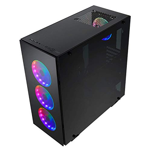 FSP ATX Mid Tower PC Computer Gaming Case with 3 Tempered Glass Panels and 4 ARGB Fans (CMT510 Plus)