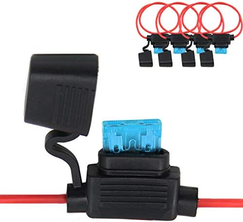 ZOOKOTO Inline Fuse Holder, ATC/ATO 16 AWG Gauge Copper Wire Car Auto Blade Fuse Waterproof with 15 AMP Fuse(5 Pack）