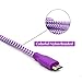 Micro Cords, Boxeroo 3-Pack Premium Nylon Braided Cable High Speed 10ft Micro USB Cable Nylon Cord Compatible with Android, Samsung, HTC, Sony, HP and More Smartphones, Tablets-Purple, Rose, Pink
