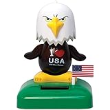I Heart USA God Bless America Patriotic Bald Eagle Solar Powered Desk Dancer