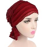 Ababalaya Women Chiffon Pleated Muslim headscarf Chemo Cancer Cap in 7 Colors