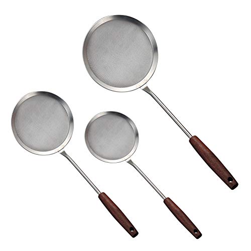 Skimmer Spoon, 3 Pack 304 Stainless Steel Skimmer Spoon for Cooking