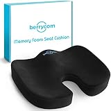 Coccyx Seat Cushion - Comfortable Supportive Orthopedic Memory Foam Relieves Back, Sciatica and Tailbone Pain Great Seat Pillow for Office Chair Car Seat, Wheelchair, Plane