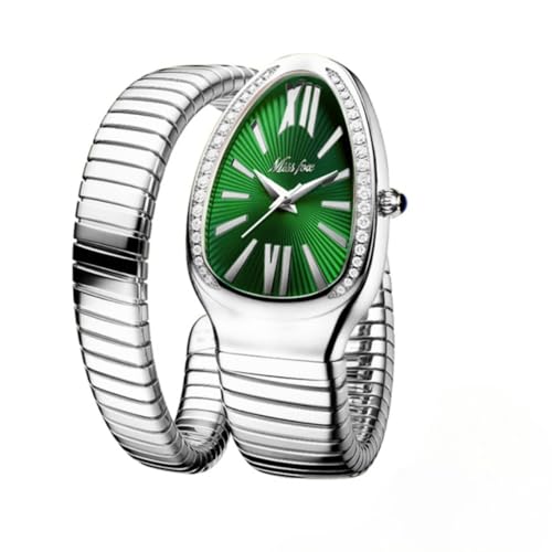 Photo 1 of KLSKLYL Dress Snake Shape Bracelet Women Watch Top Elegant Waterproof Quartz Jewelry Watches (S Green)