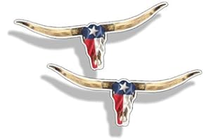 NTICKER 2 pcs Texas TX Longhorn Sticker, Lone Star State Texas Flag Sticker Decal Car Truck Laptop