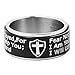 HZMAN Knights Templar Cross Shield Stainless Steel Ring Isaiah 41:10 Strength Bible Verse Christian Ring Spinner Wedding Band