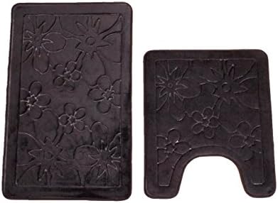 maiija Non-slip Embossed Memory Foam Contour Bathmat Set 20x24+20x32 Black