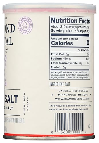 DIAMOND CRYSTAL BAKING SALT, FINE KOSHER SALT 8.5OZ