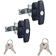 2 PCS T-Handle Door Lock Latch ABS T Handle Lock Zinc Alloy Lock Body Shed Door T-Handle Lock Kit for Garage Door Lock Truck Cabinet Door