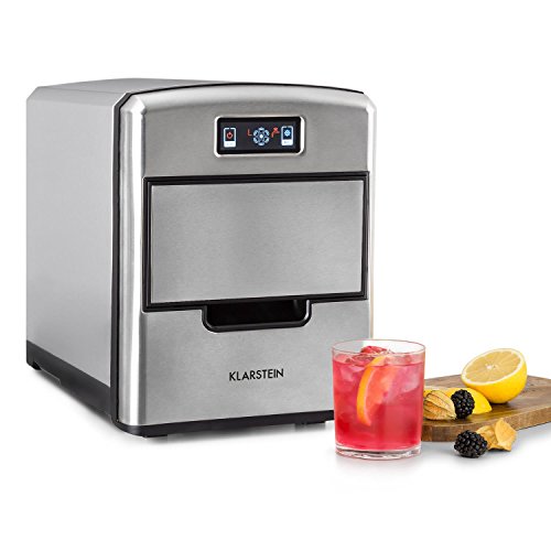 Klarstein Metropolitan - Machine À Glace, Machine À Glaçons, 12Kg/24H, 180W, 3 Tailles De Glaçons, Frigorigène R600A, Réservoir D'Eau De 2,15L, Pelle, Inox, Argent
