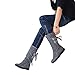 Blivener Women's Winter Back Lace Up Boot Mid Calf Snow Boots Grey US 8.5