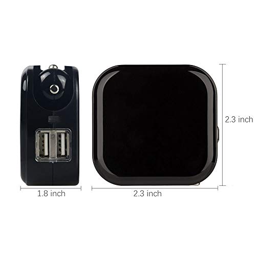 USB Wall Car Charger Combo,BOLWEO 2.1A 2-in-1 Dual Port USB Car Travel Charger,Home Wall Adapter with Foldable Plug Compatible iPhone 7/6Plus/5s,iPad,Samsung Galaxy S6 Edge/S5,HTC Kindle (Black)