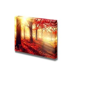 Canvas Prints Wall Art - Beautiful Scene/Landscape Misty Old Autumn Forest | Modern Wall Decor/Home Decoration Stretched Gallery Canvas Wrap Giclee Print & Ready to Hang - 12" x 18"