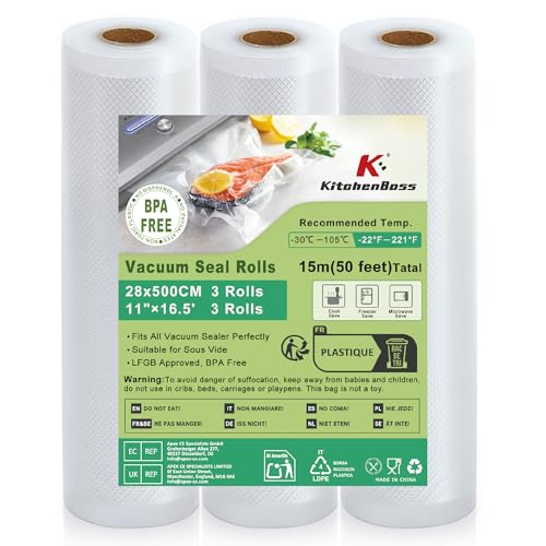 KitchenBoss Vacuum Sealer Roll Bag, PA + PE Material