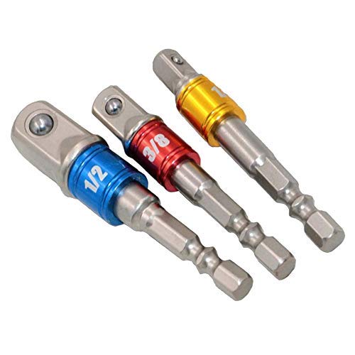3Pcs1/4" 3/8" 1/2" Hex Shank High Speed Drill Nut Driver Bit Set Impact Socket Adapter bit Socket Holder