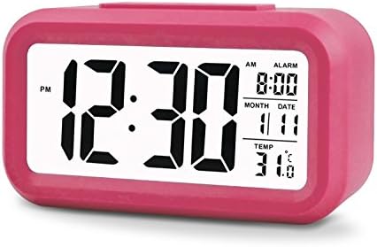 LED Digital Alarm Clock,Silent Morning Sound Control Desk Clock,Big Screen Large Numbers with Smart Backlight,Multifunctional Time Date Temperature Display,Snooze for Heavy Sleepers Great for Travel