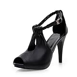 Plus Size New Summer Women Pumps High Heel Sandals T Strap Buckle Casual Female Shoes