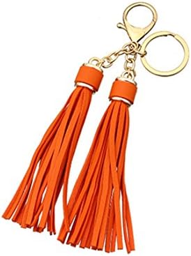 MEALL PU Leather Double Tassel with Lobster Clasp, Keychain for Handbag Phone Car Key Jewelry