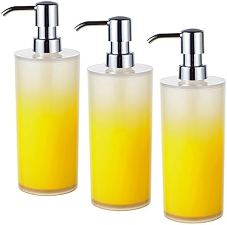 Amazon ディスペンサー セットボトル 黄色 丸型 シャンプー リンス コンディショナー ボディーソープ お風呂グッズ バス用品 バスルーム 人気 おすすめ かわいい おしゃれ プレゼント 日本製 キャンドルカラー スモークイエロー 丸型 大 3点セット ソープ シャンプー用